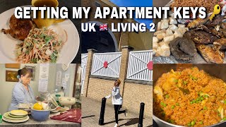 UK VLOG 2 Getting my Apartment keys  Foodstuffs I brought to Uk 🇬🇧  Nigerian Jellof and Party [upl. by Aruabea]