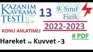 9 Sınıf  Fizik  MEB  Kazanım Testi 13  Hareket ve Kuvvet 3  2022 2023  PDF  TYT Fizik  2023 [upl. by Kreis706]