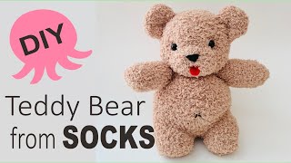 DIY TEDDY BEAR PLUSHIE  HOW TO MAKE SOCK PLUSHIE [upl. by Northey]