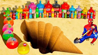 How to make Ice Cream Pit with Spiderman vs Big Toothpaste Eruption and Fanta Coca Cola vs Mentos [upl. by Layney]