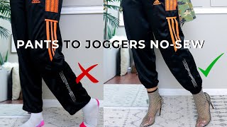 Turn Pants To Joggers NoSew  Styling  Way Too Easy [upl. by Semmes]