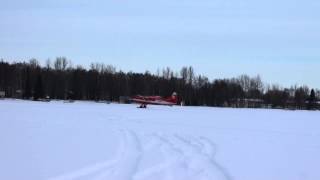 Turbine Otter Skiplane takeoff from Frozen Lake Hood Anchorage Alaska [upl. by Eneles]