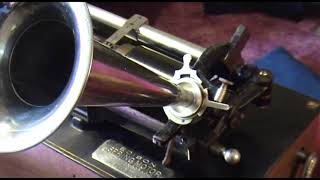 Very Early Edison Spring Motor Phonograph Playing 3 Favorite Cylinders [upl. by Nauqyt]