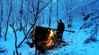 3 Days Solo Winter Camping Adventure in the Snowstorm Bushcraft Survival Shelter Campfire Cooking [upl. by Nnaylime176]