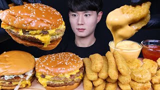 더블치즈버거 치즈스틱 치킨너겟 먹방ASMR MUKBANG CHEESEBURGER amp CHICKEN NUGGET amp CHEESE STICK ハンバーガー eating sounds [upl. by Tatiana]