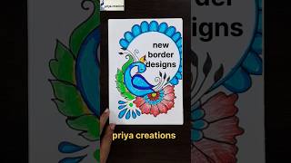 peacock border design  10 Easy front page design for school projects and idea note journals shorts [upl. by Neerac545]