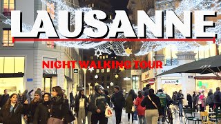 Switzerland 🇨🇭 Lausanne City Night Walking Tour 4K [upl. by Sieber895]