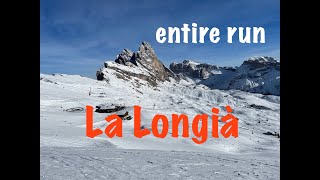 La Longia the longest ski piste in Dolomites entire run [upl. by Adnuhsat106]