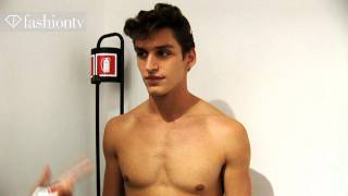 Versace Backstage ft Sebastian Sauve  Milan Mens Fashion Week Spring 2012  FashionTV  FTVcom [upl. by Rabah502]