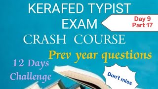 KERAFED TYPIST CRASH COURSE MALAYALAM PREV QUE amp ANSWERS typist kerafed exam masteringedutech [upl. by Anoyi]