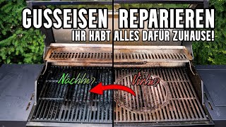 Gusseisen Grillrost reparieren  Rost entfernen  Anleitung zur richtigen Pflege [upl. by Ehcar]