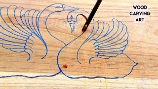 Beautiful Swan carving by UP wood art [upl. by Ahselat]