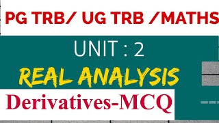 PG TRB maths UG TRBtnpscunit 2 Real Analysis derivativesmcq in tamil [upl. by Kolivas]