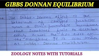 GIBBS DONNAN EQUILIBRIUM OR GIBBS DONNAN EFFECT zoologynotes msc gibsdonnaneffect cellmembrane [upl. by Newmann]