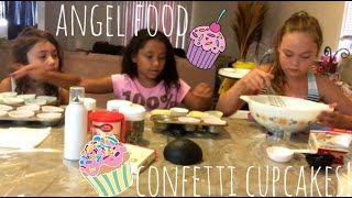 KIDS KITCHEN  MAKING ANGEL FOOD CONFETTI CUPCAKES [upl. by Ingaberg]