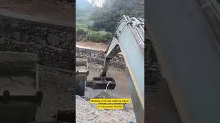 Making concrete casting using an excavator bucket [upl. by Kee]