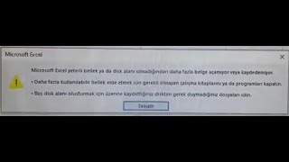 EXCEL YETERLİ DİSK ALANI YOK HATASININ ÇÖZÜMÜ [upl. by Alomeda]