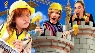 ADLEY is the CONSTRUCTiON BOSS Niko helps build a Giant Castle at his pretend job with Mom amp Dad [upl. by Thorncombe]