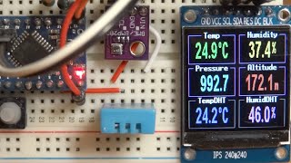 BME280 and DHT11 comparison with Arduino and ST7789 IPS [upl. by Nie850]