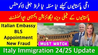 New Italy 🇮🇹 Family Visa  Legalization  Immigration 2425  BLS Appointment Update  Italy News [upl. by Adlog226]