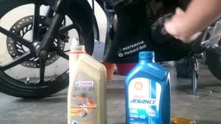 Adu oli murah Castrol Power 1 vs Shell Advance di mesin dohc cbr MALAH DAPAT OLI PALSU [upl. by Warfourd874]