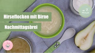 Hirseflocken Mit Birnenmus Nachmittagsbrei  Babybrei selber machen [upl. by Nort]