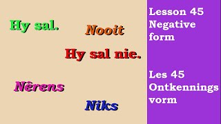 Learn Afrikaans for Beginners  Negative form  Ontkennende vorm  Lesson 45 [upl. by Mchenry]