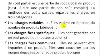 Comptabilité Analytique S3 partie 22 quot le coût partiel EP1 quot [upl. by Sturrock]