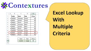 Excel Lookup With Multiple Criteria [upl. by Ainehs]