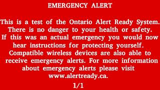 Canada Alert Ready  Ontario NATIONWIDE TEST NOVEMBER 2024 [upl. by Korry]