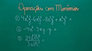 MONÔMIOS  Adição Subtração Multiplicação e Divisão com Monômios  Professora Angela Matemática [upl. by Tryck]