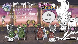 Battle Cats Infernal Tower Floor 31Floor 40 ft Nekoluga Gold Catfruit Seed [upl. by Notlehs]