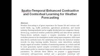 Spatio Temporal Enhanced Contrastive and Contextual Learning for Weather Forecasting [upl. by Padget]