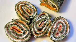 🥬RECETTE RAPIDE ET HEALTHY DE ROULÉ DÉPINARDS AU SAUMON FUMÉ 🍣 [upl. by Atikin110]