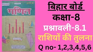 Bihar board Class 8 Math ex81 Qno 123456 राशियों की तुलना Comparison of quantities [upl. by Yenal]