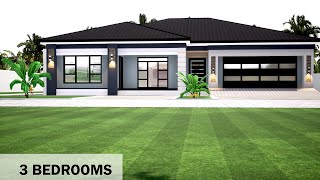 3 Bedroom plan  Hip roof House Design  169mx167m [upl. by Audly977]