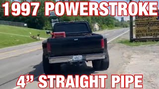 1997 Ford F 350 73L POWERSTROKE EXHAUST w 4 INCH STRAIGHT PIPES [upl. by Uriiah452]