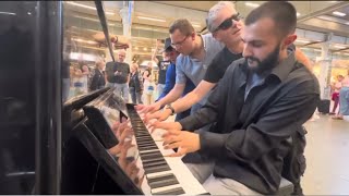 When Four Boogie Woogie Pianists Bash The Same Public Piano [upl. by Elon]