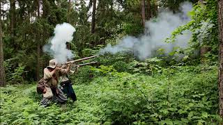 17th century matchlock musket fire in the woods [upl. by Haleelahk]