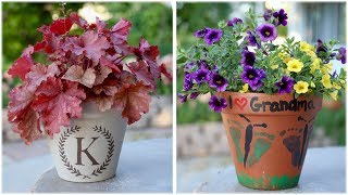 Mothers Day Planter Ideas 💜👣🦋🌸🌿  Garden Answer [upl. by Kenon44]