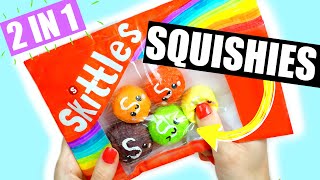 DIY kawaii skittles squishy 2 IN 1 Paper squishy amp memory foam [upl. by Hniv]