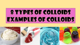 Types of Colloids  Examples of Colloids  8 types of colloidal system  very easy  Chemistry [upl. by Hannis]