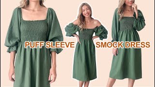 DIY Puff sleeve smock dress from scratch  A perfect summer dress [upl. by Yve]