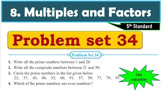 Problem set 34  Multiples and Factors  Chapter 8  5th standard  Maths [upl. by Latsyc]