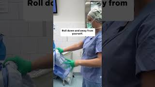 Doffing Surgical Gowns and Gloves surgtech surgicaltechnologist doff or meded surgery [upl. by Londoner416]