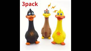 3pcs Bite Resistant Squeaky Dog Toys Screaming Chicken Rubber Duck Sound Toy Tough Chew Puppy T [upl. by Aicilet785]