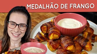 Frango com bacon assado no forno ou na airfryer  Medalhão de frango com bacon [upl. by Oringas663]