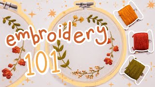 Hand Embroidery 101  Beginners Guide to Embroidery Stitch Tutorials and Pattern [upl. by Aimal317]