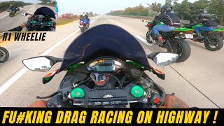 Superbikes drag racing on highway 😱 fuking mad close calls 🫣 [upl. by Modesta]