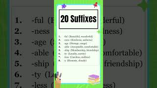 16 Common Suffixes  Suffixes list  English Grammar  The Study Corner  suffixes shorts [upl. by Elyagiba]